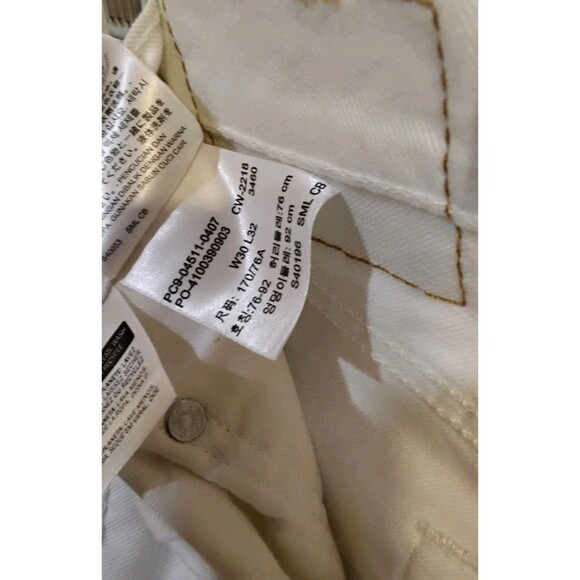 Levis 511 Jeans Mens 30x32 White Slim Fit Mid Rise Denim Pants Stretch - Picture 6 of 8